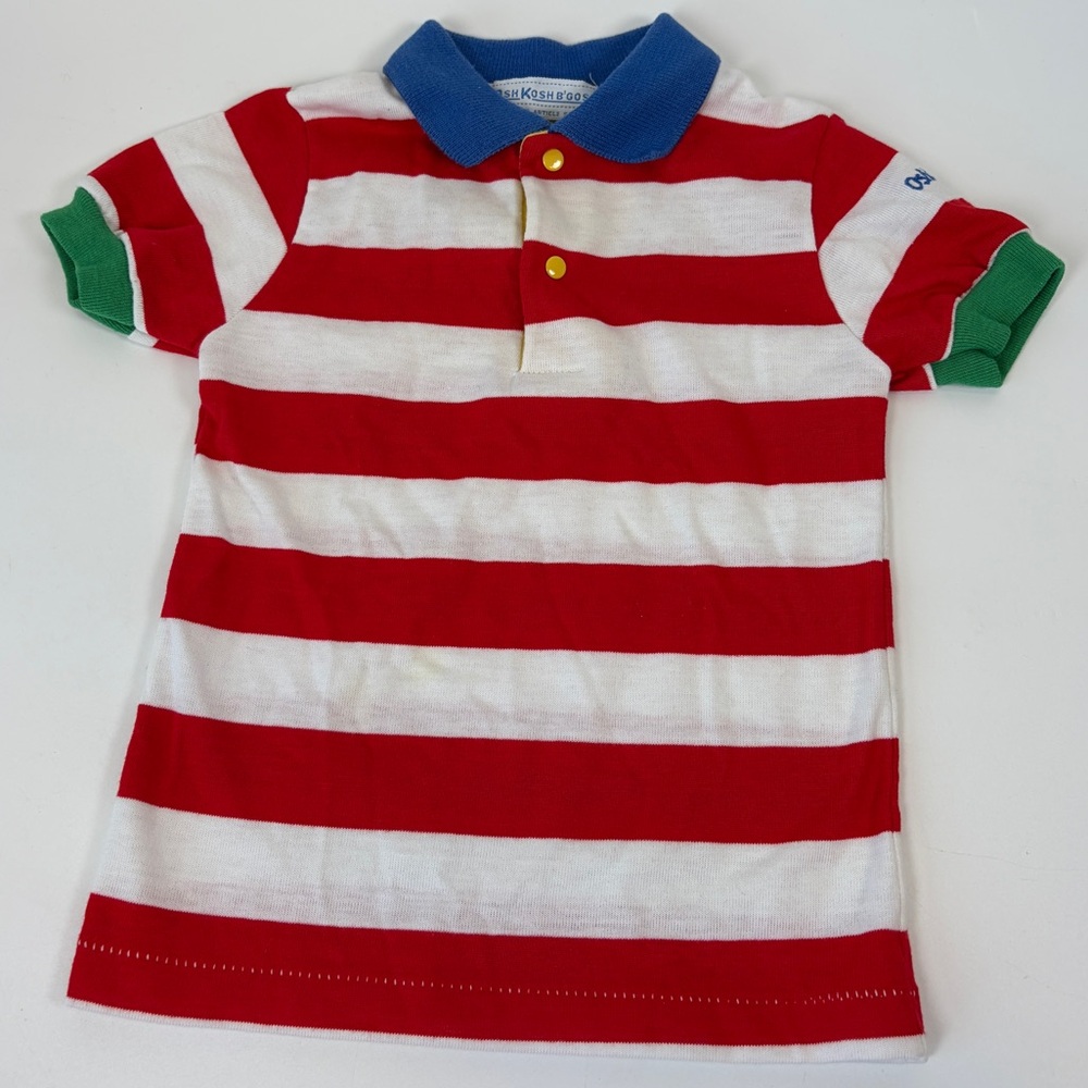 VTG OshKosh B’Gosh 4T Striped Primary Secondary Colors Polo Made‎ in USA - Picture 3 of 10